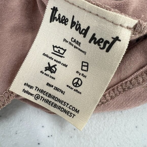 Three Bird Nest XL Pink Soft Stretch Knit Long Sleeve Open Back Boho Mini Dress - Picture 3 of 11